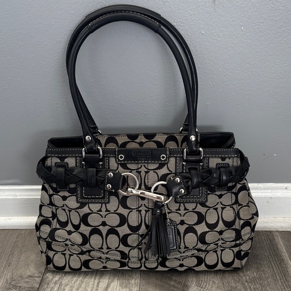 Coach Black and Gray Signature Shoulder Bag - Picture 1 of 9
